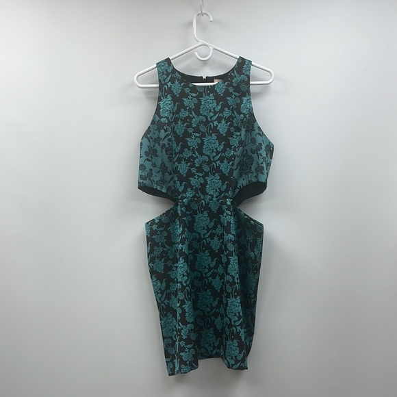 NWT Anthropologie Hutch Floral Jacquard Cut-Out Mini Dress Baroque Blue Black 14 - Picture 3 of 13